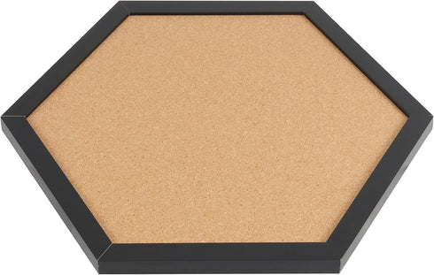HAKZEON 6 Pack Hexagon Cork Board: 12"x12" Black Framed Decorative Bulletin Board with 48 Push Pins
