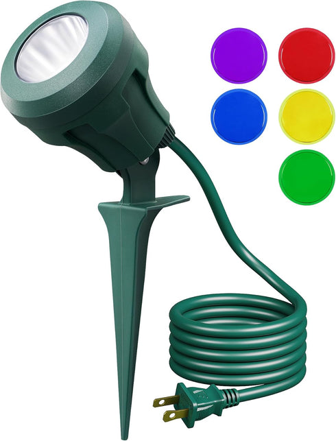 EDISHINE 120V Spotlight Outdoor, 4.8W Waterproof LED, 5000K Landscape Lighting for Yard, Flag, Tree Holiday Decor