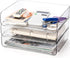 Okllen 3 Pack Stackable Paper Trays, Clear PET Desk Letter Tray Set, 3 Tier Organizer for A4 Paper, Magazine, Receipts