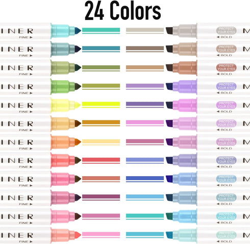 YOOUSOO Assorted Colors Highlighters, 24 Pack Bible Highlighters and Pens, No Bleed Aesthetic Supplies