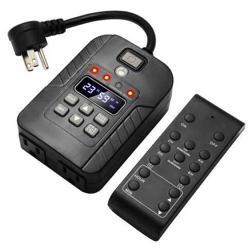 Foallser Dusk to Dawn Outdoor Timer Outlet Waterproof, Digital Outdoor Remote Control Outlet,