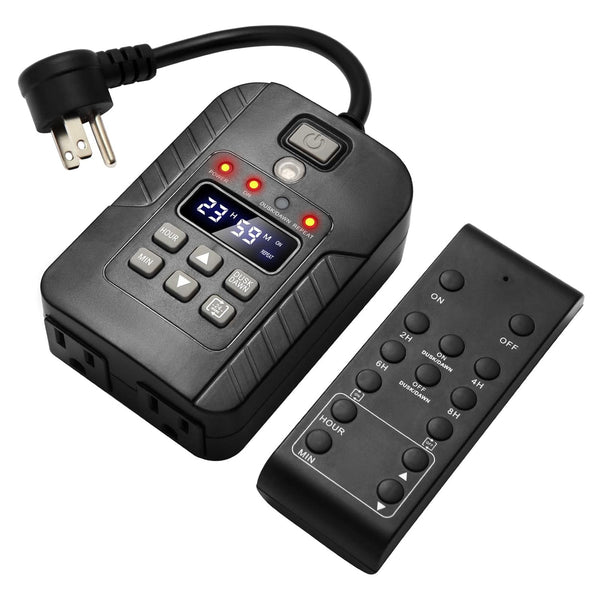 Foallser Dusk to Dawn Outdoor Timer Outlet Waterproof, Digital Outdoor Remote Control Outlet,