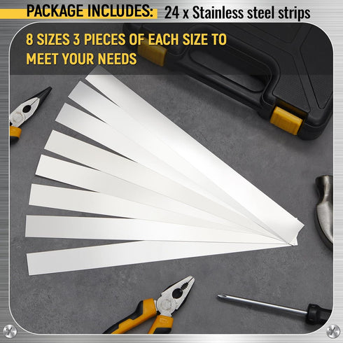 Amylove 24 Pcs 304 Stainless Steel Shim Stock Metal Shims, 1" Width x 6" Length Assortment for Kitchen Trim Gap Filler