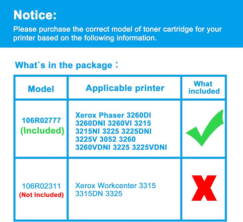 LCL Compatible Toner Cartridge Replacement for Xerox 106R02777 106R02775 Phaser 3260DNI 3260DI 3215 3225 (1-Pack Black)