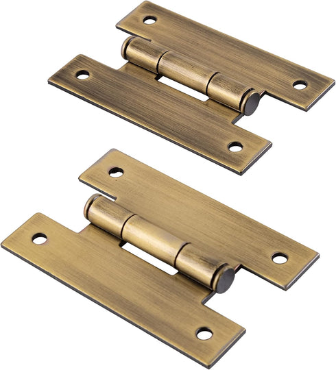 Antique Brass "H" Type Cabinet Door Hinges | 2 1/2" x 1 5/8" | Pack of 2 | Flush Mount Furniture Hinges | Furniture Hardware | L-H0501A-AB-A (1) by UNIQANTIQ HARDWARE SUPPLY