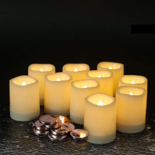 GenSwin Waterproof Outdoor Flameless Candles Flickering with Timer, Battery Operated LED Pillar