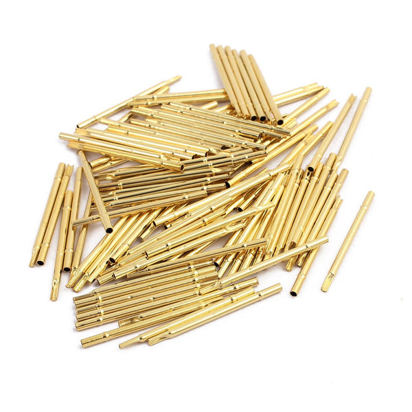 uxcell 100pcs R100-3S Metal Test Probe Needle Cover, Gold Plated, 1.67mm Dia 29.5mm Length