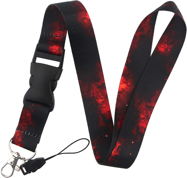 DMLSKY Black Red Lanyard for Keys, Keychain ID Badge Holder with Safe Removable Buckle & Clip