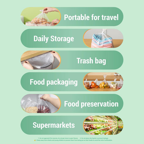 300-Count 12.5" 16.5" Crystal Clear BPA-Free Plastic Produce Bags Roll x Heavy-Duty Food Storage Bags for Kitchen