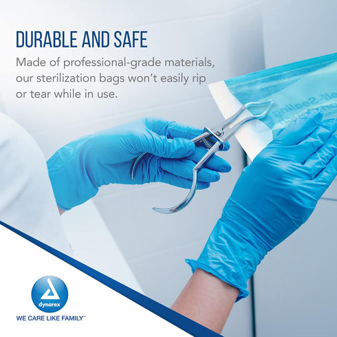 (3.5" 9", 200) Dynarex Sterilization Pouches - Self-Sealing Autoclave Bags for Medical, Dental, Tattoo & Nail Care