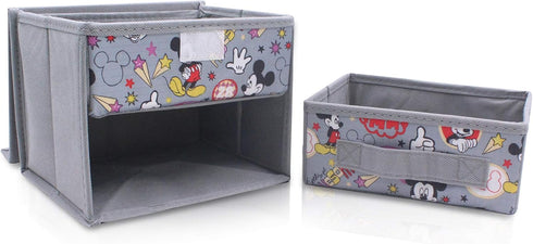 FINEX Foldable Storage Organizer Box for Desk, Gray Mouse with Removable Drawer, Collapsible Design