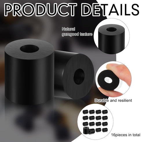 Fabbay Multi Purpose Rubber Spacer, Black Rubber Bushings 3/4 Inch OD x 1/4 Inch ID (32 Pcs)
