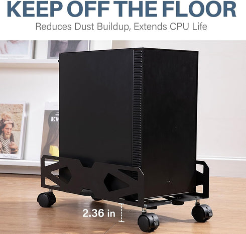 4 Adjustable Computer Tower Stand, Ventilated PC Tower Stand with Caster Wheels,Mobile Under Desk CPU Holder, PC Cart