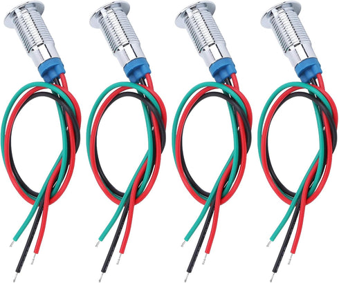 LED Light, 4 pcs 12 24V Indicator Lights, 8mm Electrical Indicator, Pre Wired Common Anode Industrial