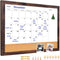 Monthly Calendar Dry Erase White Board & Cork Bulletin Board, 13" x 17" with Black Wood Frame