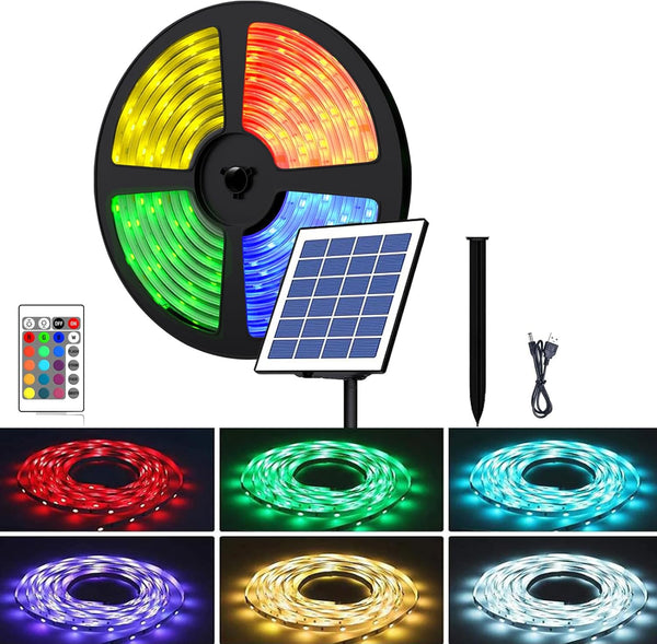 Solar LED Strip Lights Outdoor, SMD 5050 LED Lights Solar Powered RGB
