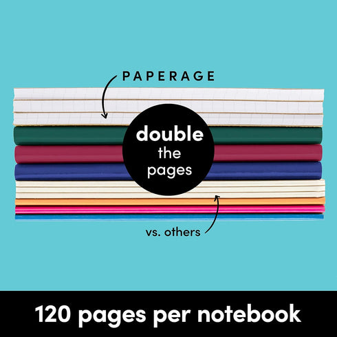 PAPERAGE 12-Pack Composition Notebook Journals, 120 Pages, Kraft Cover with Jewel Tone Spines, College Ruled, Small Size