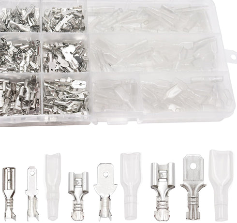 Tnisesm 380Pcs Quick Splice Male and Female Wire Spade Connector, Wire Crimp Terminal Block Assortment Kit