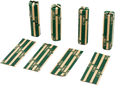 Dime Coin Wrappers, 100 Flat Striped Coin Wrappers