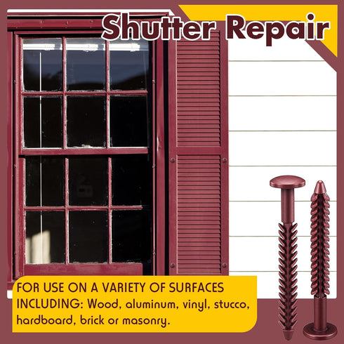 MorningRo 36 Pack Vinyl Shutter Fasteners Plastic Shutter Screws Window Shutters Exterior Spike Loks for Installing