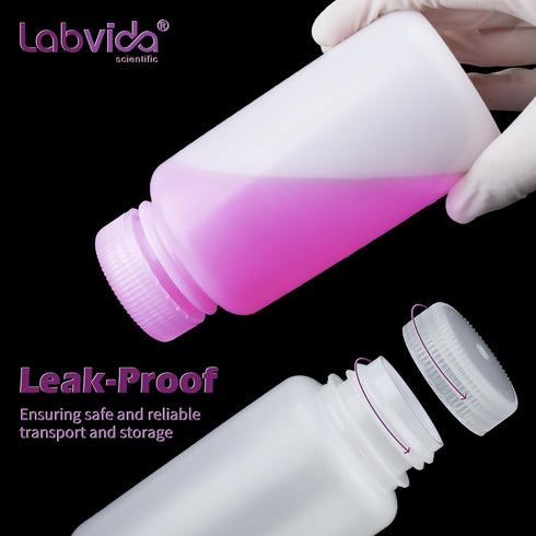 Round Plastic Reagent Bottle, HDPE Wide Mouth, 12pcs 60ml Sample Sealing Storage Container for Laboratories