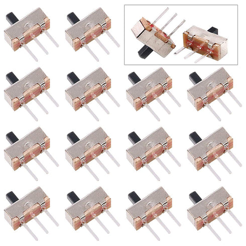 Glarks 50Pcs SS-12D00G3 2 Position SPDT 1P2T 3 Pin Mini Vertical Slide Switch for Arduino PCB Panel
