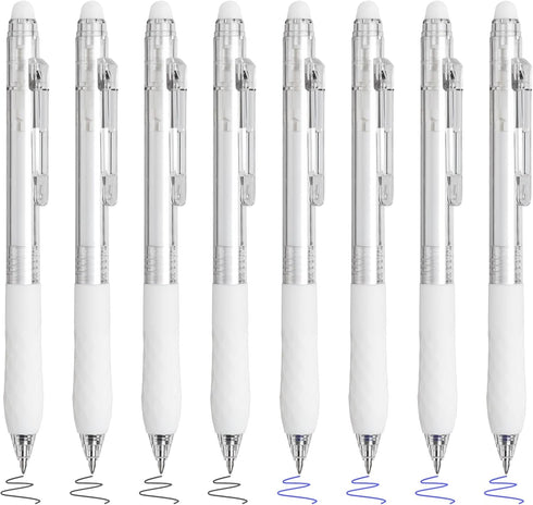 BAYTORY 8 Pcs Fine Point Erasable Gel Pens, 0.5mm Retractable Black and Blue Ink for Marking, Planner, Crossword Puzzles