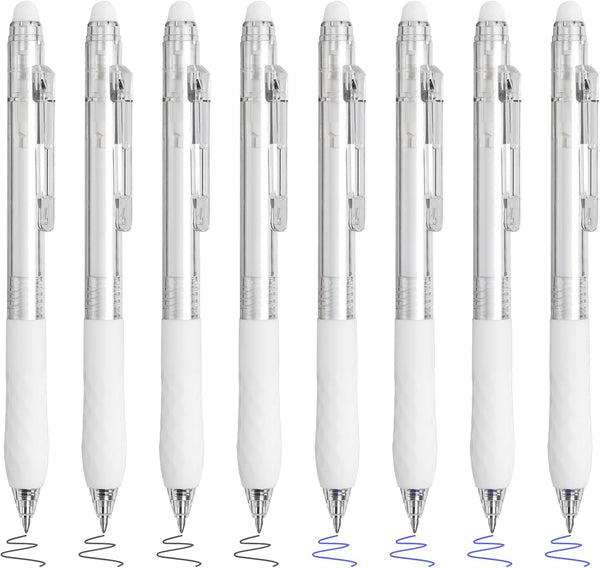 BAYTORY 8 Pcs Fine Point Erasable Gel Pens, 0.5mm Retractable Black and Blue Ink for Marking, Planner, Crossword Puzzles
