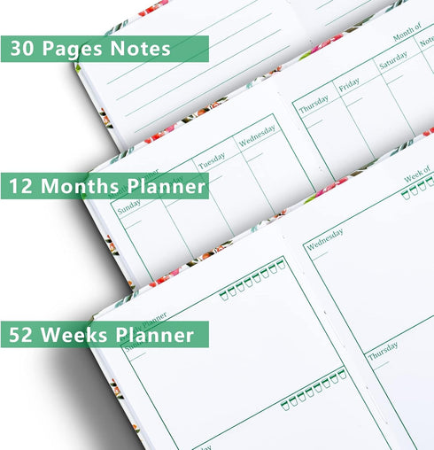UtyTrees Pocket Planner, Undated Weekly Monthly Planner, 3.7“ x 7.3” Small Size for Girls - Hardcover