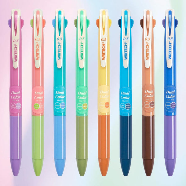 WRITECH Multi Colored Gel Pens, 0.5mm 2 in 1 Assorted Color Ink Fine Point Tip, Smooth Writing for Journaling