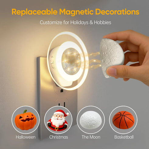 2 Packs Dawn,Dimmable Night Lights Plug into Wall - Motion Sensor Plug in Night Light with Auto Dusk to Soft White