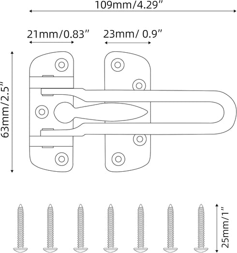 HASWARE Home Security Door Lock Swing Bar,Black Alloy Anti-Theft Door Guard Latch for Front and Inside Door, Safety