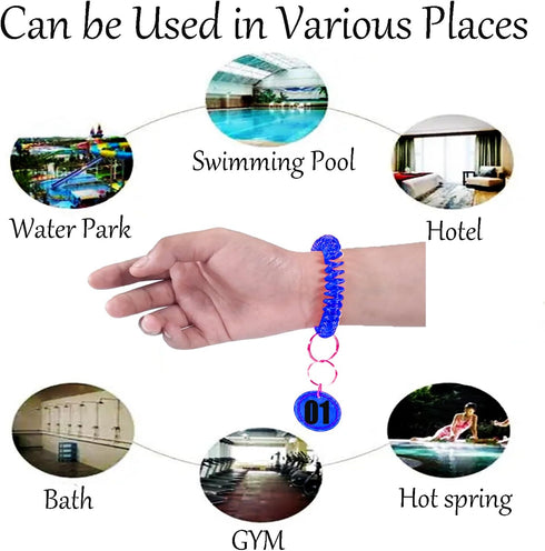 Pack of 60 Colorful Wrist Coil Keychain Wristband, Spiral Key Ring Bracelet Key Holder for Pool Gym ID Badge