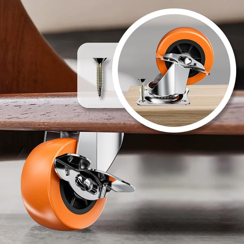 2 Inch Casters, ASHGOOB Caster Wheels with Side Brake, Locking Casters Set of 8 for Workbench and Carts