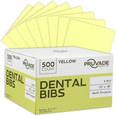 Dental Bibs - 500 Pack Adult Disposable Bibs 3-Ply for Dentist, Eating,