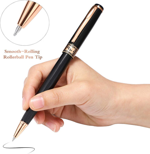 Weighted Rollerball Pens, Heavy Grip Pens for Hand Tremors, Black Ink, 3 Colors, Low Dexterity, 6 Count