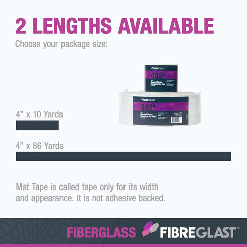 Fibre Glast Fiberglass Chopped Strand Mat Tape - 1.5 Ounces, 4 Inches Wide, 10 Yard Long Roll, Made in USA