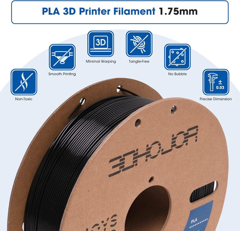 PLA Filament 1.75mm, 3D Printing High Speed, 1kg*4 Bundle Cardboard Spool, Black+White 4Pack