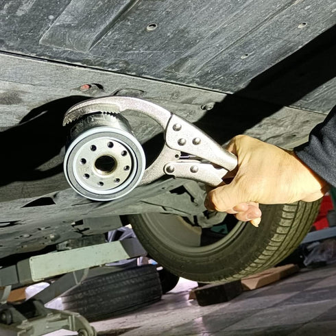 Locking Grip Oil Filter Wrench, 9.5in/240mm, Chrome Vanadium Steel