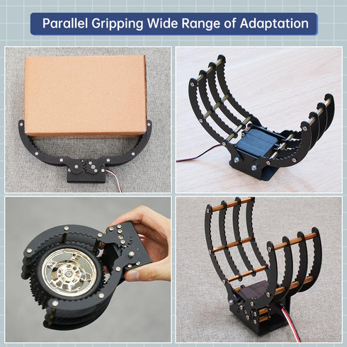 1LB 0-9in Robotic Claw Full Metal Wave Edge Clamp Robot Hand Gripper Grabber, Max Grab Weight & Open Range High Torque