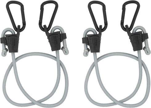 National Hardware N263-081 Bungee Cords with Carabiner 2 Pack, Adjustable Length Tie Down Straps, Black