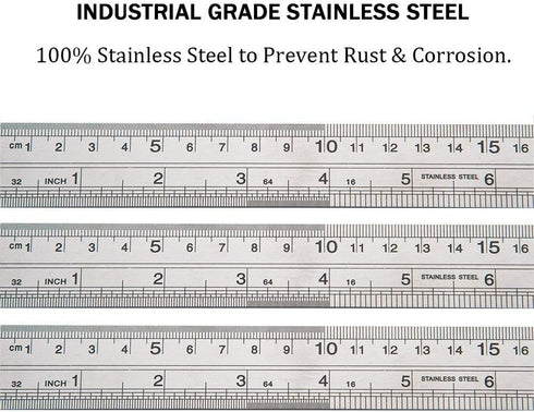 ZZTX 16 Inch Metal Straight Edge Ruler Set - Stainless Steel Ruler Bulk 1 Pack