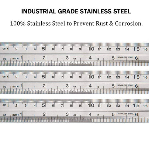 ZZTX 2 Pack Metal Straight Edge Ruler, Stainless Steel Ruler, 16 Inch Ruler Set