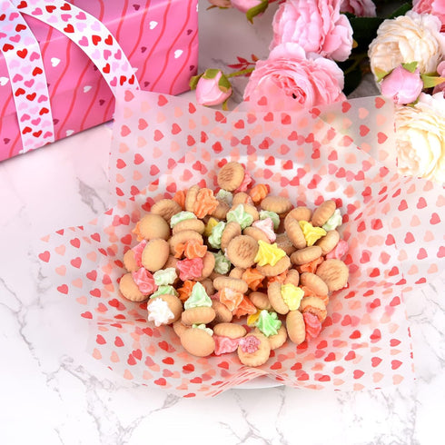 ASTARON 100pcs Valentine's Day Wax Sheets for Food Wrapping, Candy & Cookie Wrapping Paper, Basket Liner