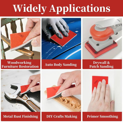 EAFBAO 50 180-3000 PCS Sanding Sponge Assortment, Grit Sandpaper Assortment, Hook & Loop Sanding Block for Wood, Metal