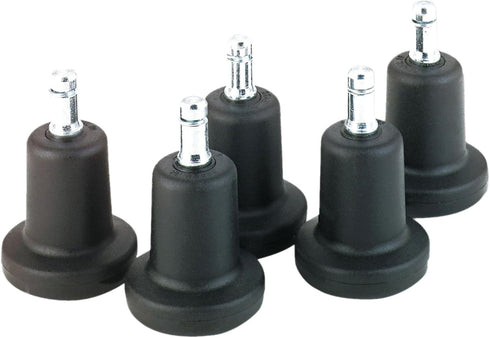 High Profile Bell Glides, 7/16" Dia. x 7/8" Long Stem, Matte Black Finish, 5/Set, 110 lbs./Glide