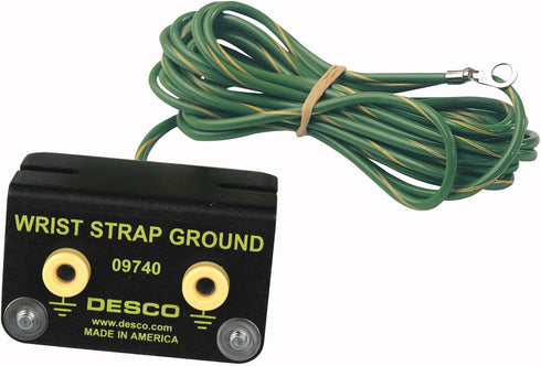 DESCO 9740 Bench Mount Dual Wrist Strap Ground with 4mm Studs, 10' Cord Length