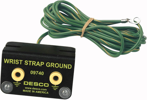 DESCO 9740 Bench Mount Dual Wrist Strap Ground with 4mm Studs, 10' Cord Length