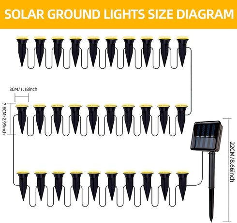 BYIZO 30 LED Solar Ground Lights Outdoor, Waterproof Solar Pathway Lights, LED Landscape Lighting for Garden, Patio