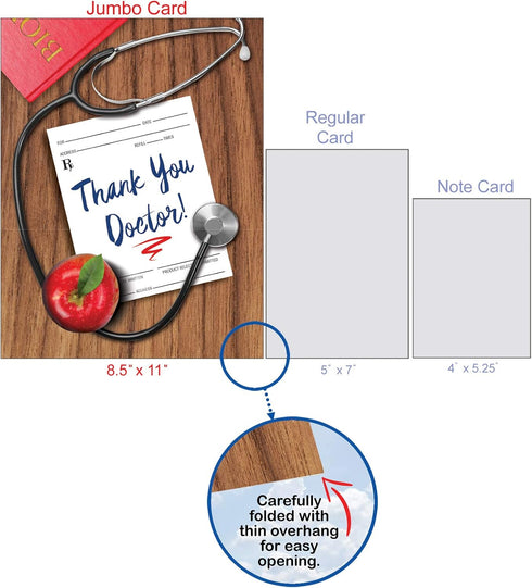 NobleWorks Jumbo Thank You Card for Nurse and Doctor (8.5 x 11 Inch) - Big Gratitude Greeting Card